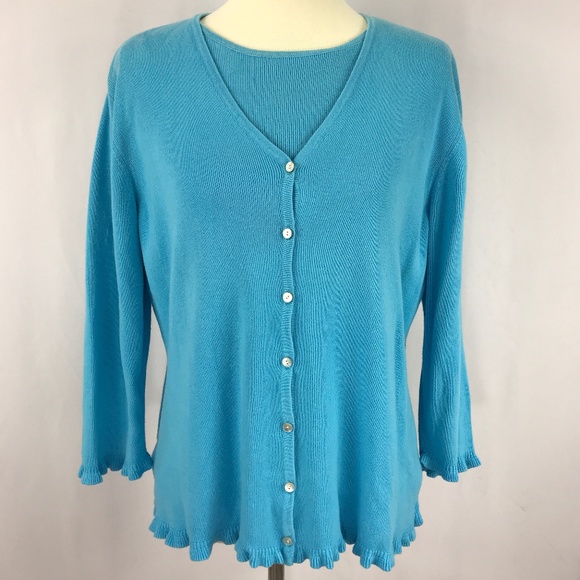 Karen Scott Blue Sweater Twinset - Picture 2 of 8